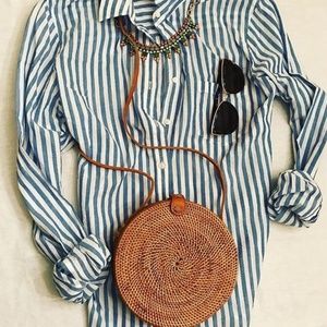 Small Round Crossbody Straw Bag